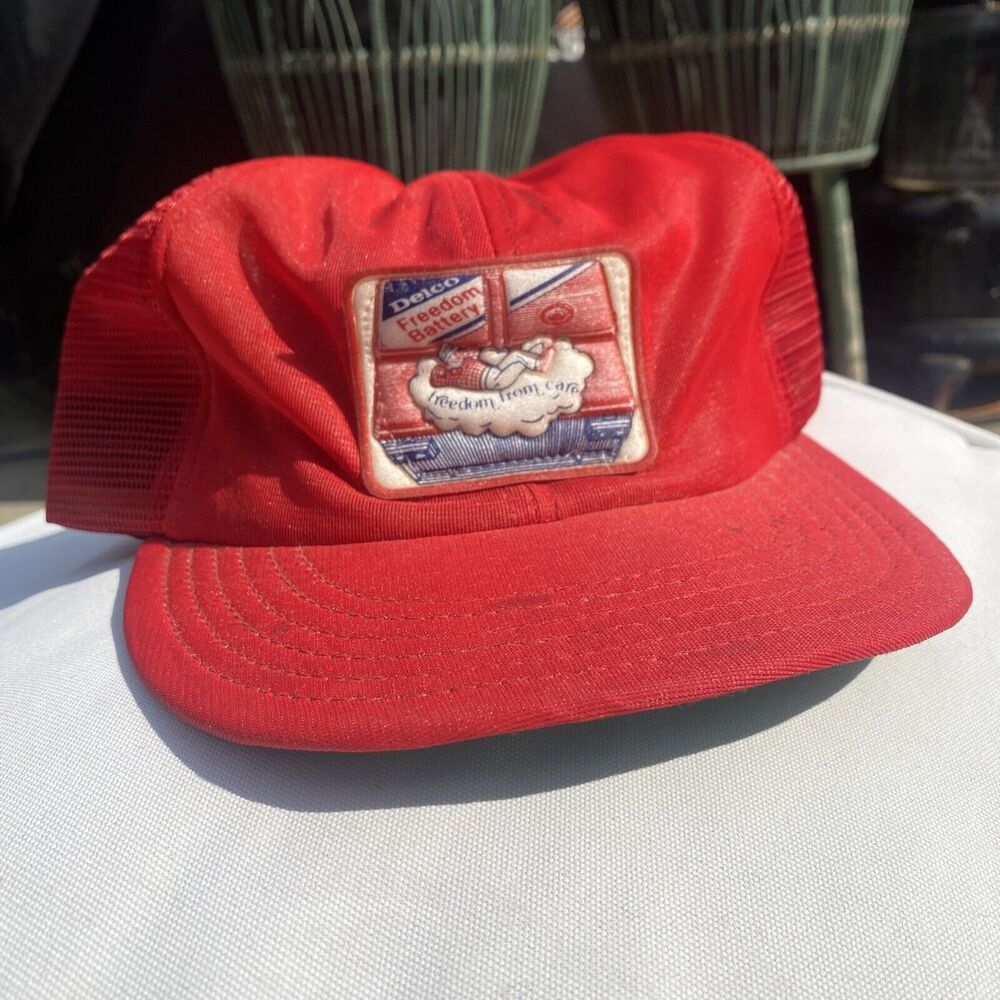 Vintage Delco Freedom Battery Hat SnapBack Puffed Graphic AS IS